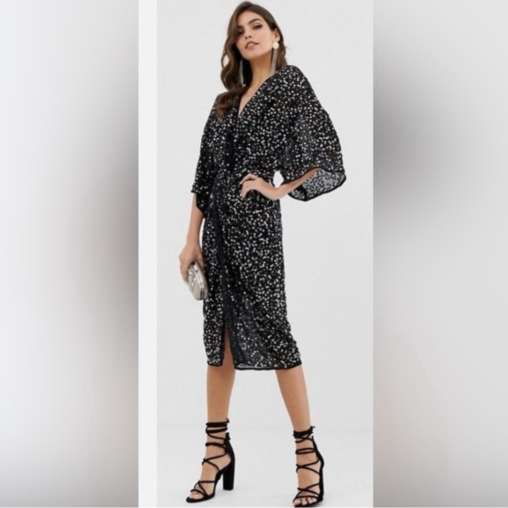ASOS Scattered Sequin Knot Front Cocktail Dress